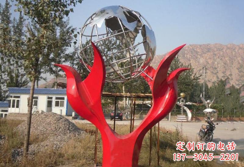 宁波地球雕塑一座象征和平的不锈钢公园