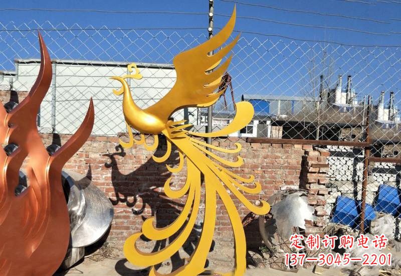 宁波不锈钢公园金色凤凰雕塑