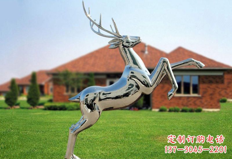 宁波不锈钢公园镜面梅花鹿雕塑