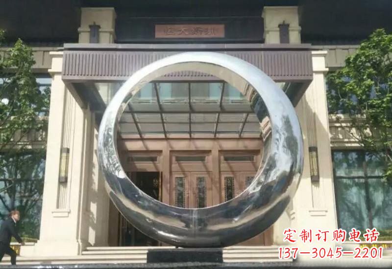 宁波不锈钢公园圆环雕塑精致美观的艺术品