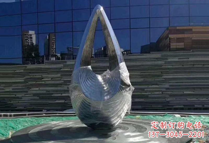 宁波不锈钢空心水滴雕塑美丽的艺术之作