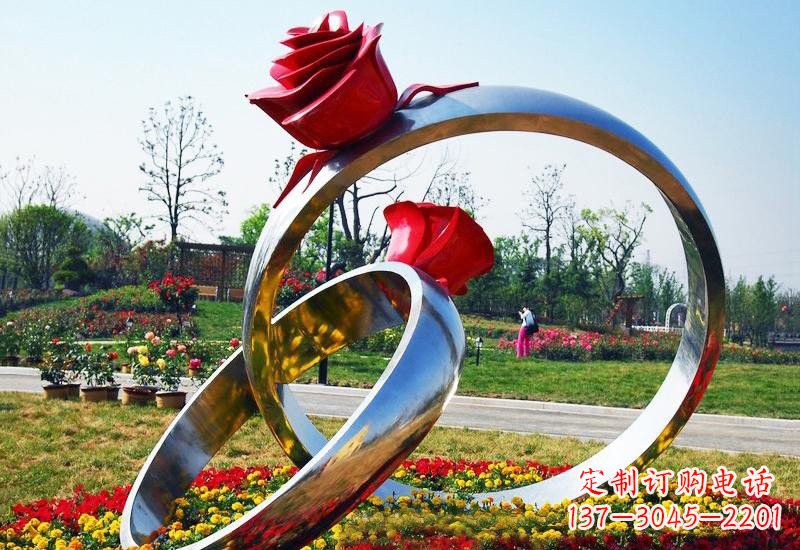 宁波不锈钢公园玫瑰花戒指雕塑
