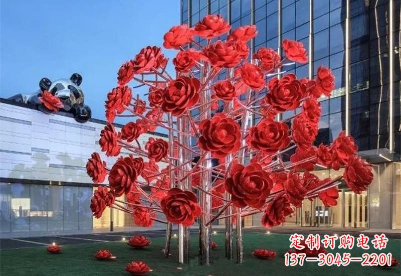 宁波不锈钢公园玫瑰花树雕塑——让玫瑰长驻公园