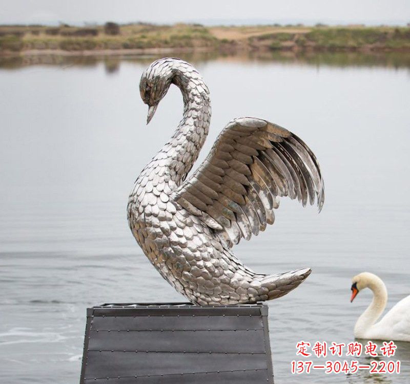 宁波不锈钢雕刻的优雅天鹅