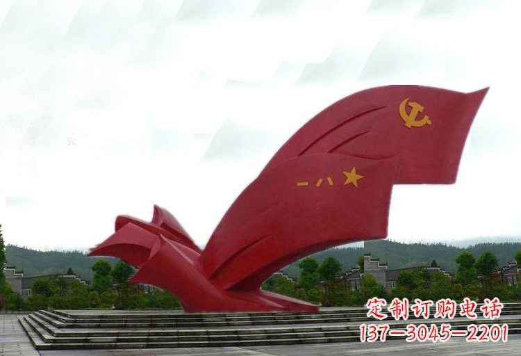 宁波不锈钢广场党旗和军旗雕塑