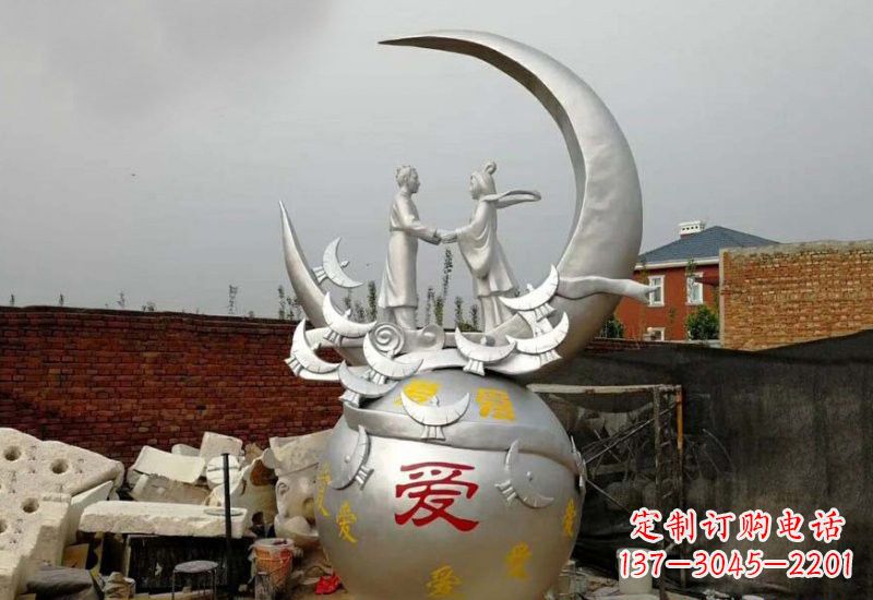 宁波牛郎织女传说的不锈钢雕塑