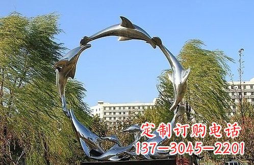 宁波不锈钢海豚雕塑美的化身