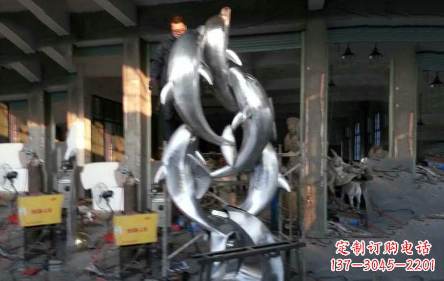 宁波不锈钢海豚雕塑漂亮的海洋艺术品