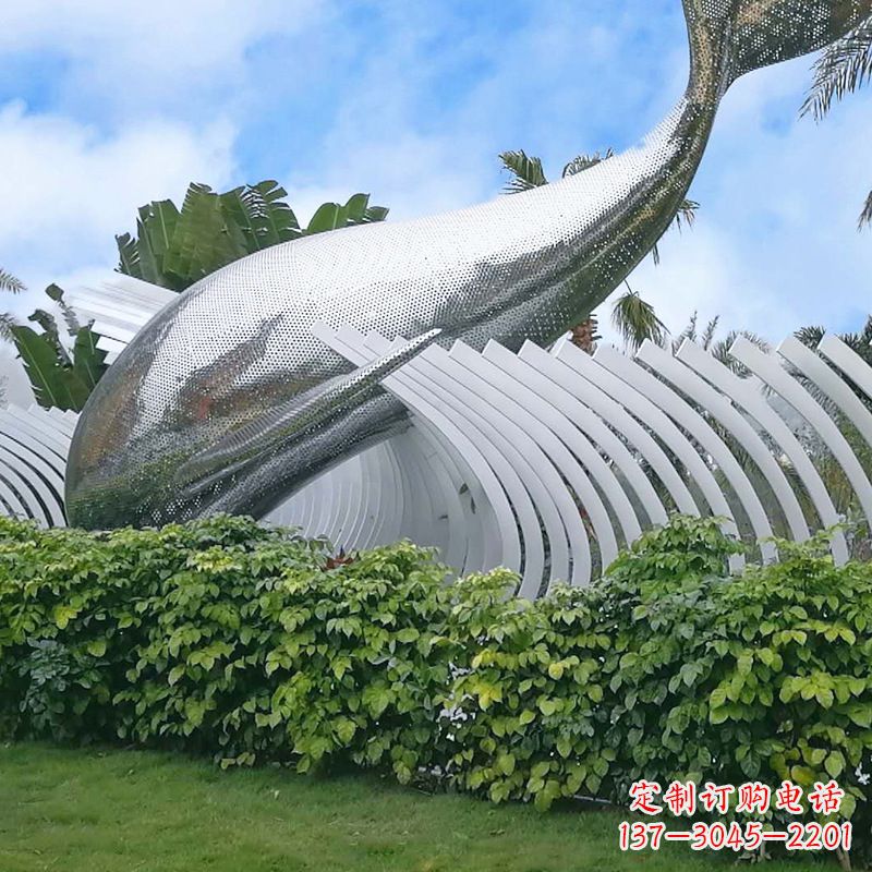 宁波海豚雕塑镜面鲸鱼创意动物景观