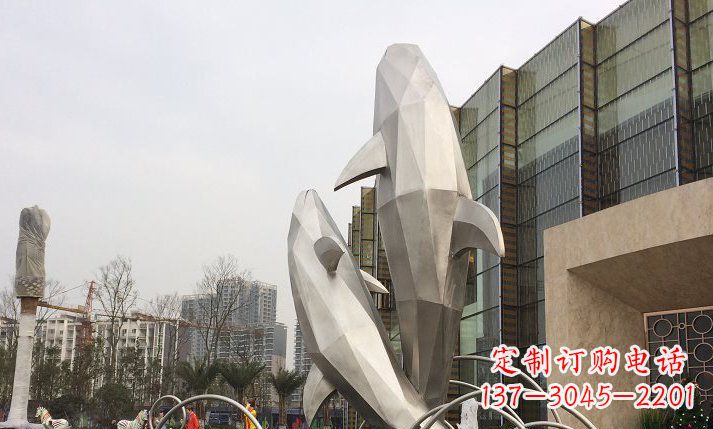 宁波不锈钢海豚喷泉雕塑精美的海洋之美