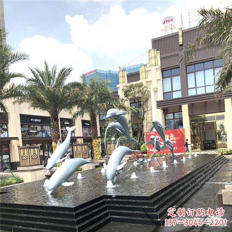 宁波精美海豚喷泉,点缀城市企业街道
