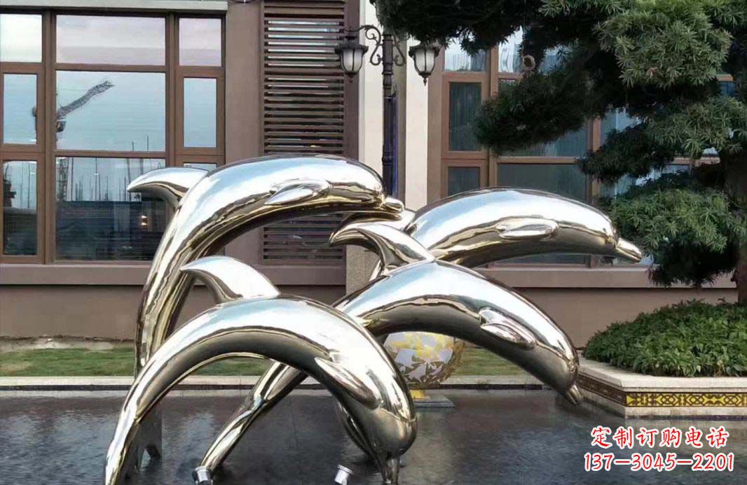 宁波不锈钢海豚跳跃雕塑精美绝伦