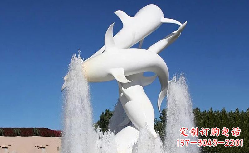 宁波不锈钢海豚喷泉雕塑传递海豚的美丽
