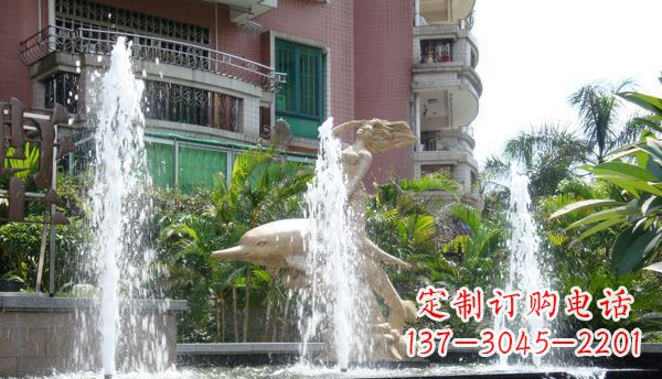 宁波不锈钢海豚喷泉雕塑精美的海洋艺术