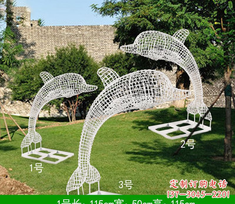 宁波不锈钢海豚组合雕塑精美的艺术品