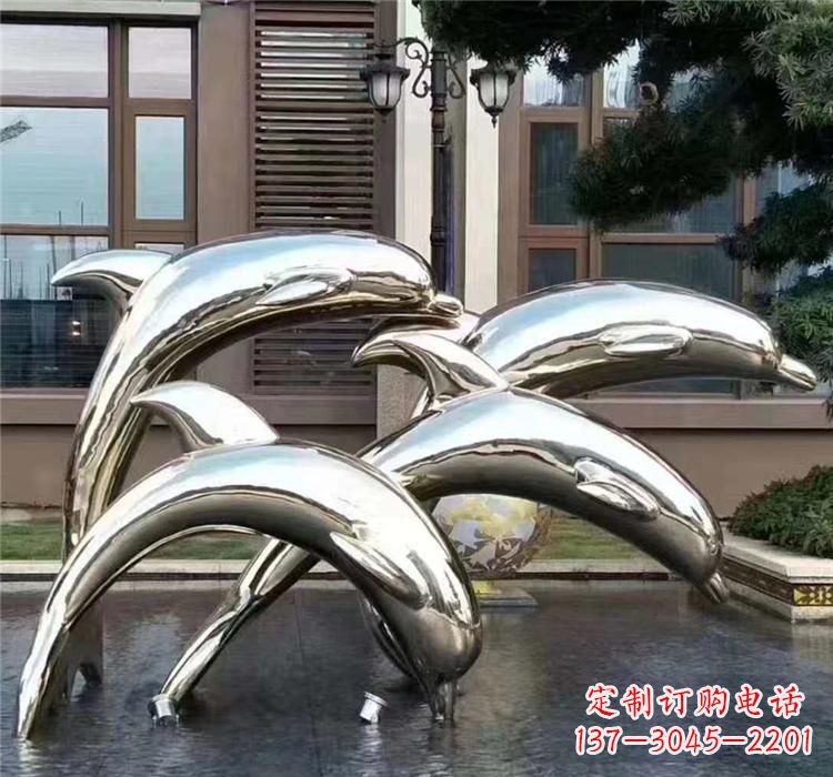 宁波不锈钢海洋动物雕塑——海豚