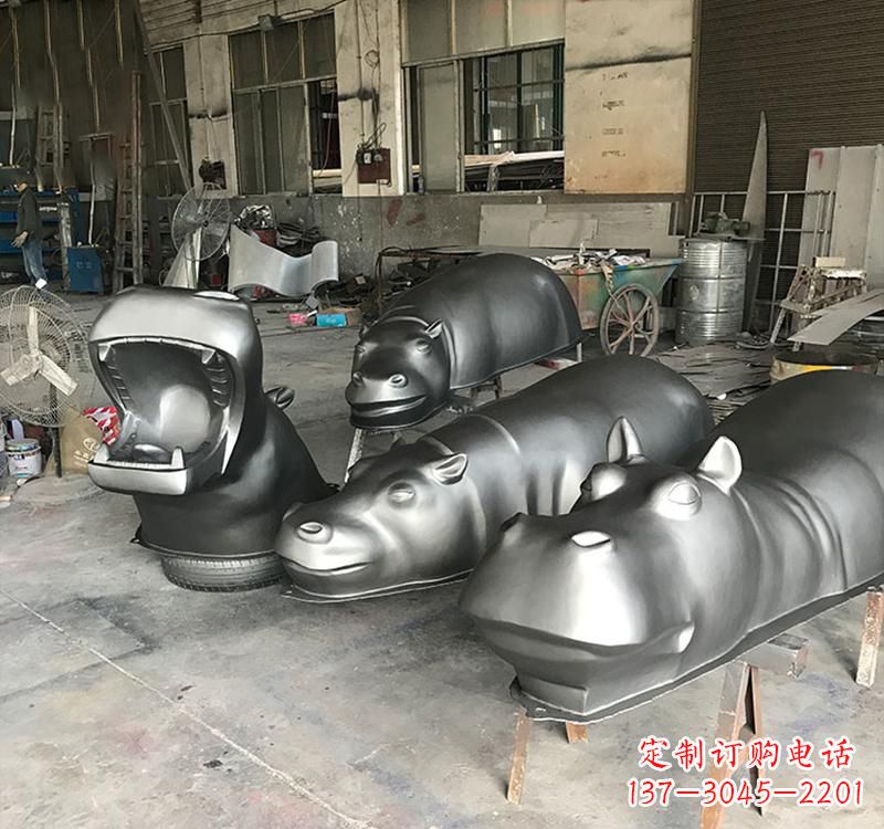 宁波静态之美22英寸不锈钢河马雕塑