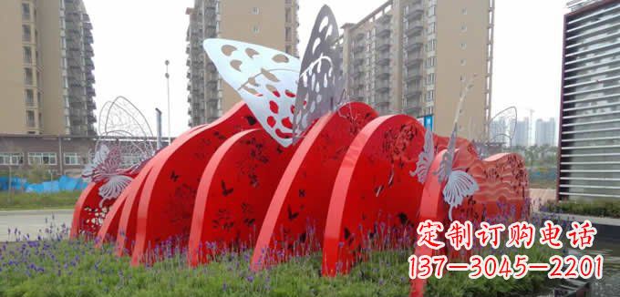 宁波不锈钢蝴蝶小区景观雕塑美丽的蝴蝶展翅