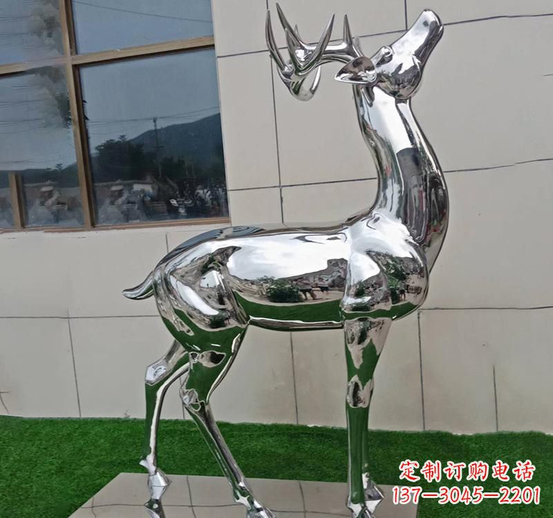 宁波不锈钢户外动物鹿雕塑精致大气的艺术品