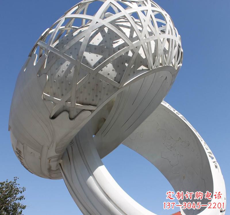 宁波不锈钢户外婚庆戒指雕塑婚礼永恒的记忆