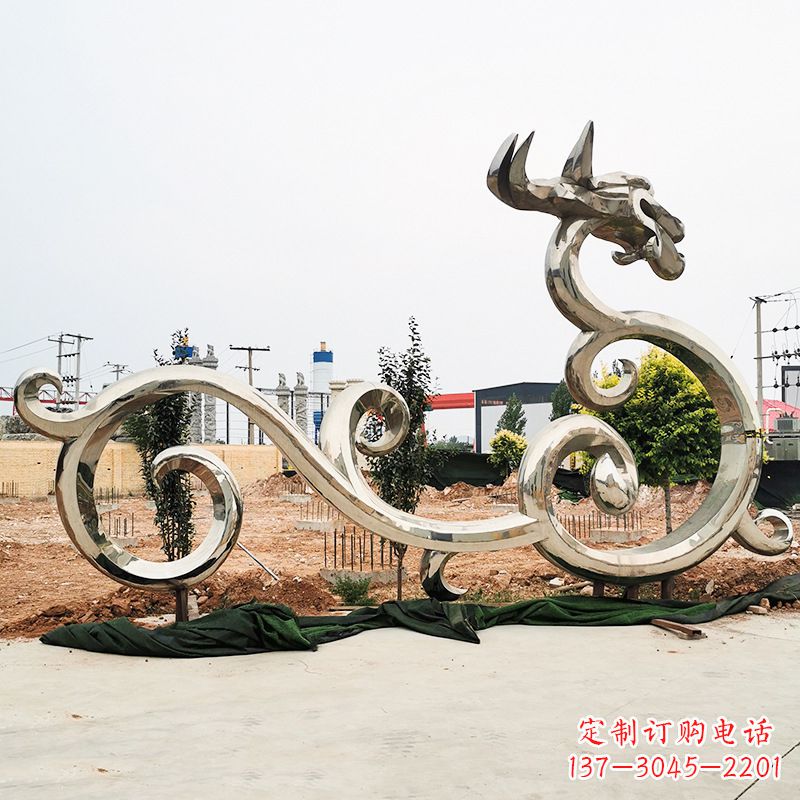 宁波不锈钢花边龙形雕塑传承中华文化精髓