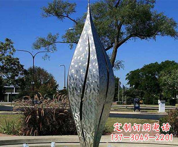宁波不锈钢花骨朵喷泉雕塑精致细节展现精美艺术