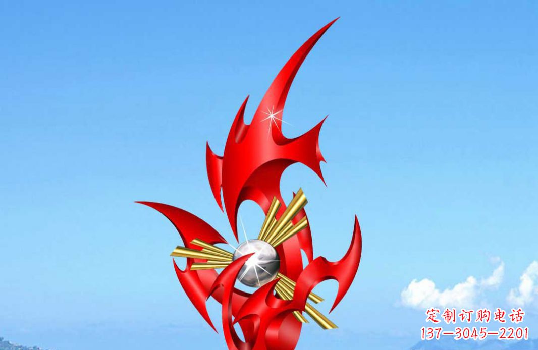 宁波不锈钢火苗抽象景观雕塑给城市添彩