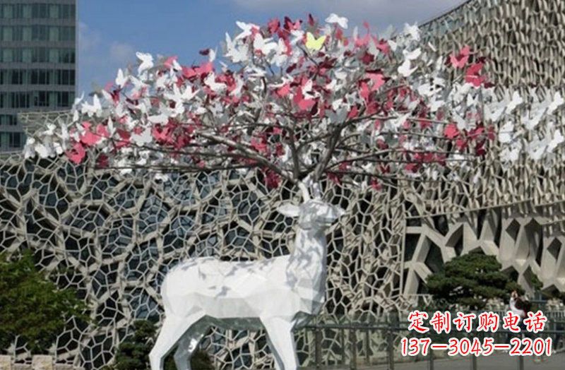 宁波不锈钢几何小鹿雕塑精致之美