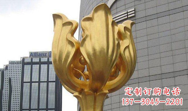 宁波不锈钢紫荆花雕塑传承中国文化