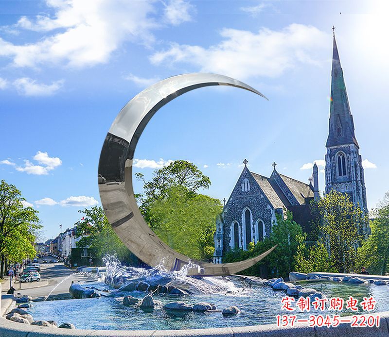 宁波不锈钢景观月亮雕塑精美绝伦