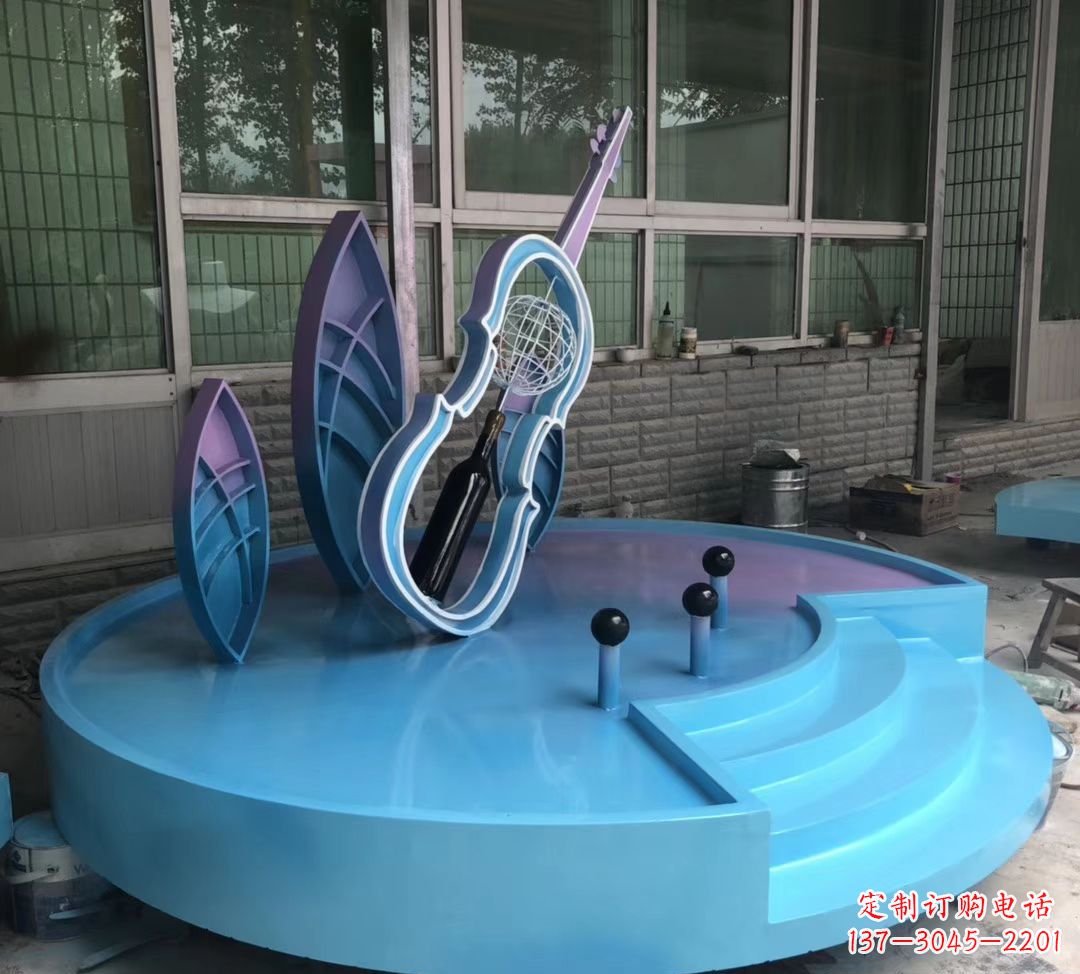 宁波不锈钢景观大提琴雕塑 广场摆件