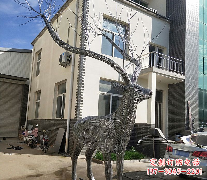 宁波不锈钢景观梅花鹿雕塑美丽的艺术精品