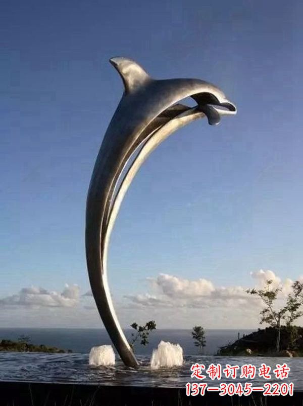 宁波不锈钢海豚雕塑让游客流连忘返
