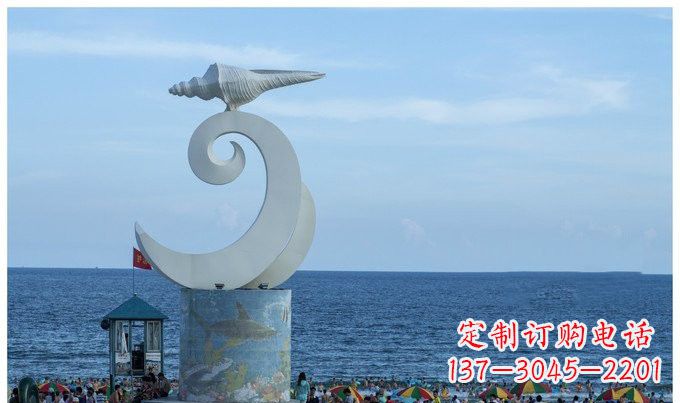 宁波海浪与海螺雕塑的结合——不锈钢景区的美景