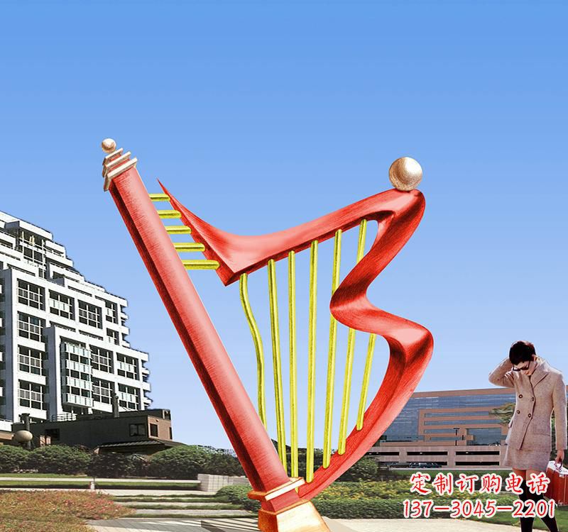 宁波不锈钢景区竖琴雕塑