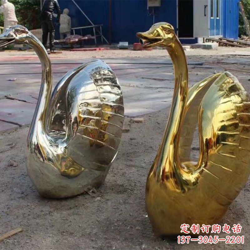 宁波不锈钢镜面抽象天鹅水景喷水动物雕塑