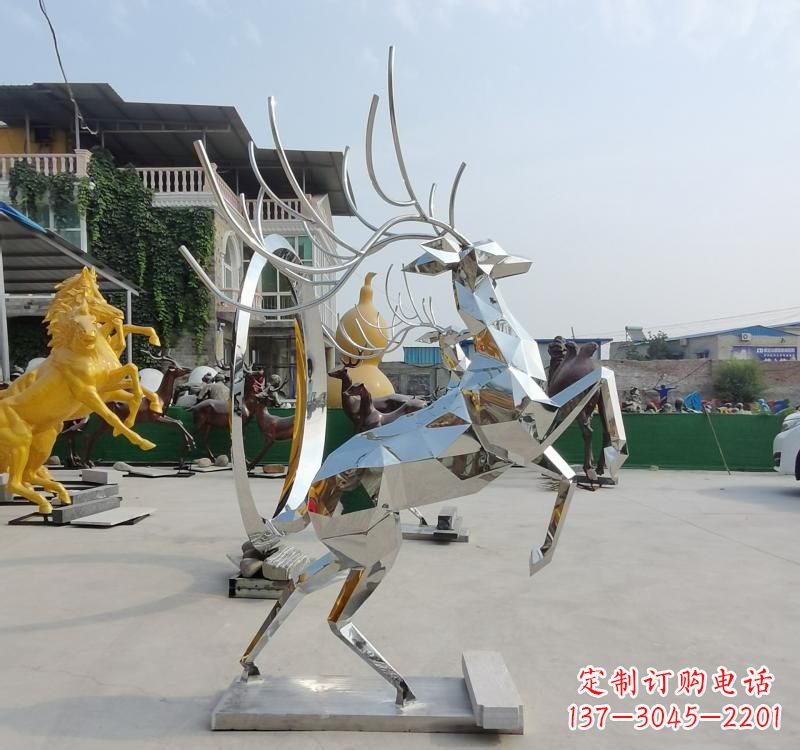 宁波精美不锈钢镜面动物鹿雕塑