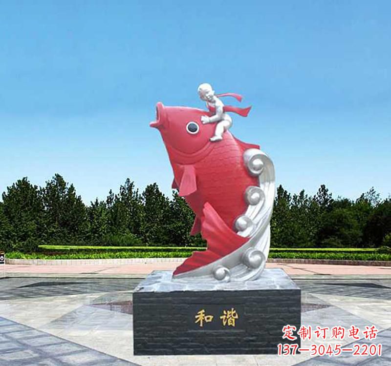 宁波不锈钢鲤鱼雕塑精美绝伦