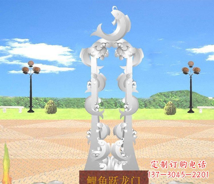 宁波不锈钢鲤鱼跃龙门广场雕塑