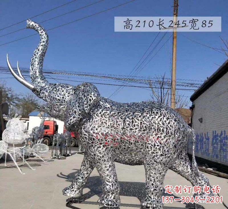 宁波不锈钢镂空大象雕塑精美绝伦的艺术品