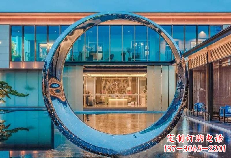 宁波不锈钢镂空灯光圆环雕塑
