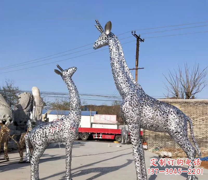 宁波不锈钢镂空长颈鹿雕塑