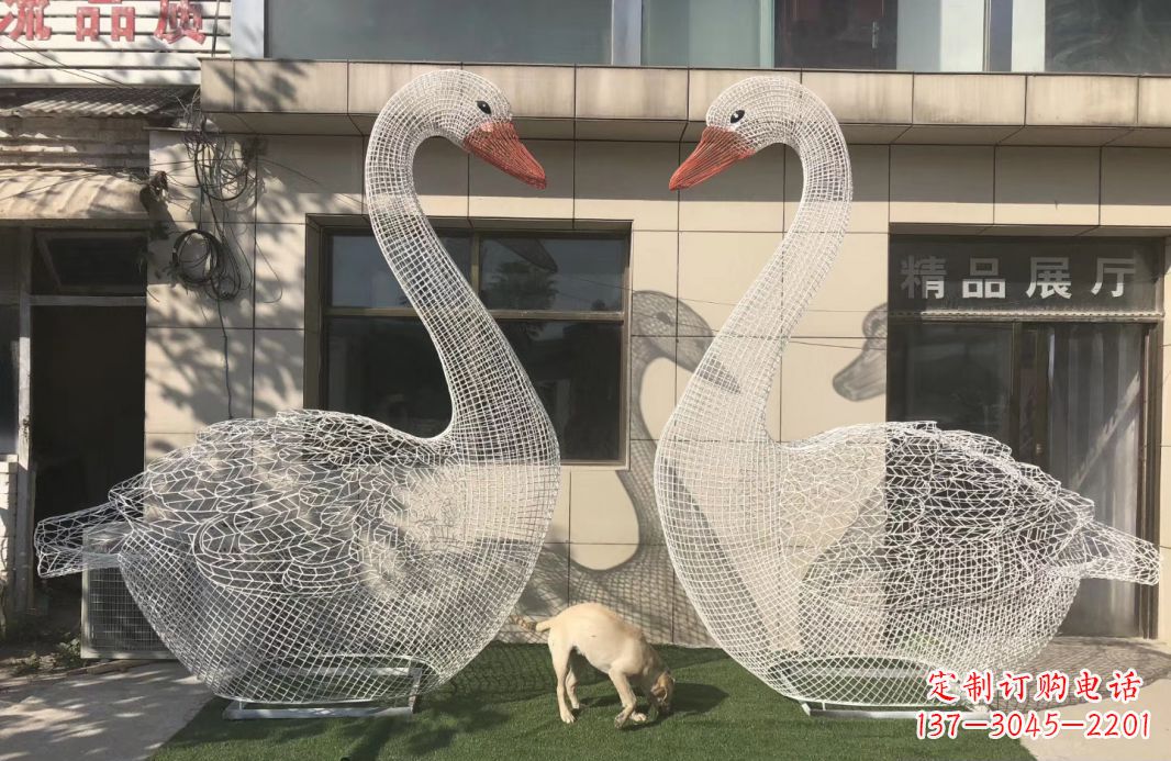 宁波不锈钢镂空天鹅雕塑户外摆件