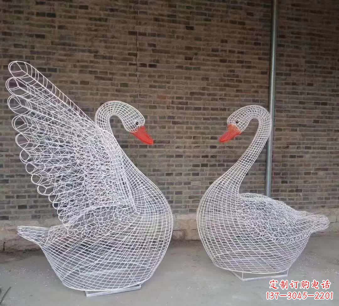 宁波不锈钢镂空天鹅动物雕塑