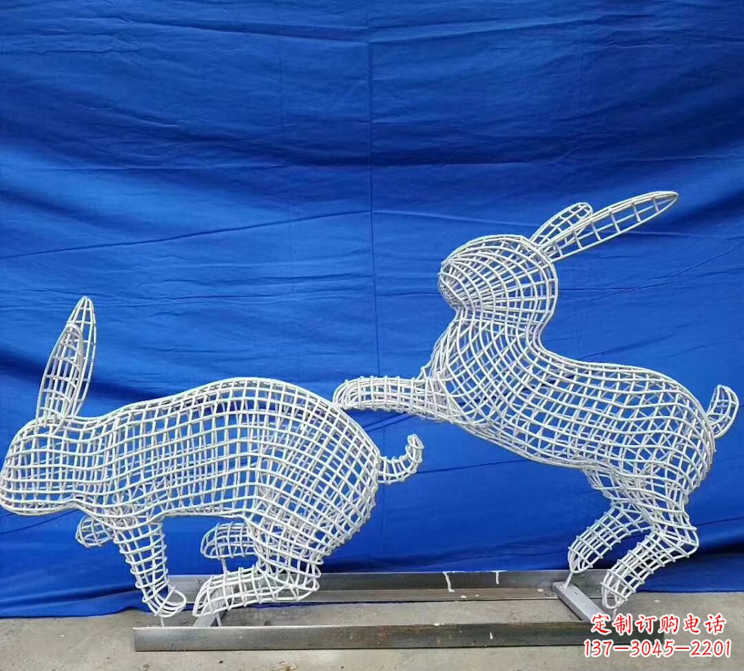 宁波不锈钢镂空兔子精美雕塑展现可爱