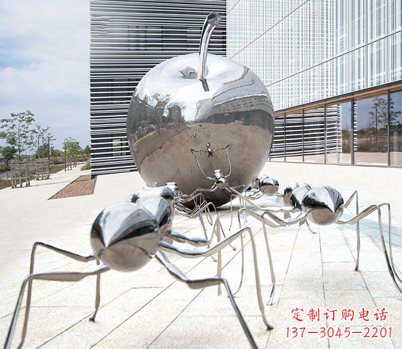 宁波不锈钢蚂蚁滚苹果雕塑艺术家对自然的精准描绘