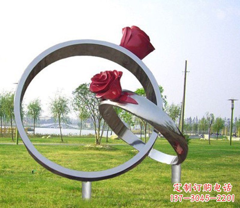 宁波不锈钢玫瑰戒指雕塑
