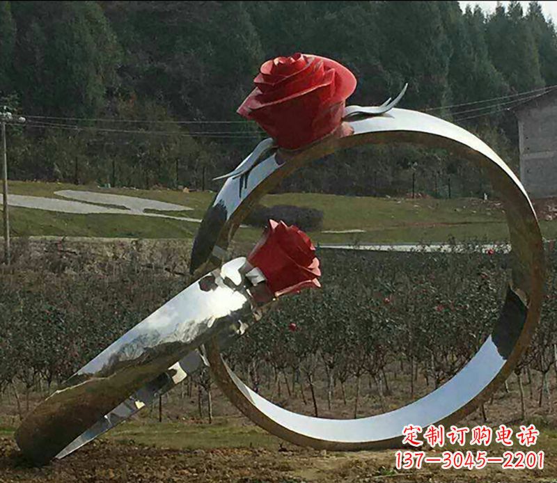 宁波不锈钢玫瑰雕塑精美的艺术珍品