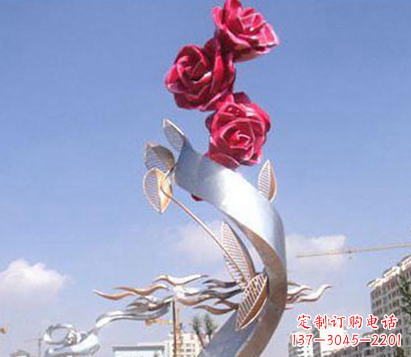 宁波不锈钢玫瑰雕塑精美的艺术品