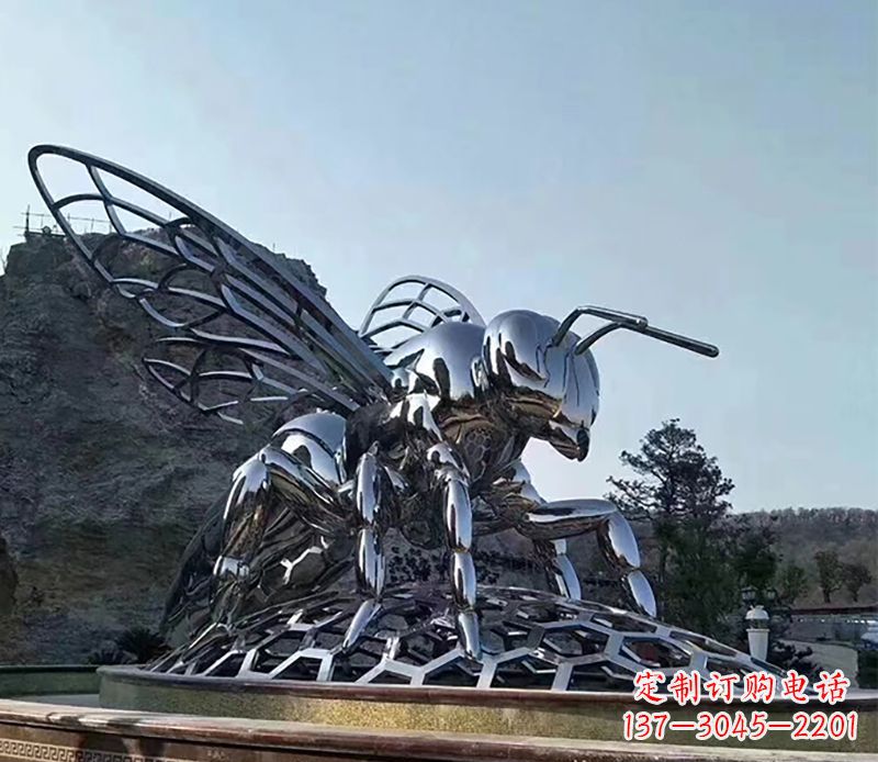 宁波不锈钢蜜蜂雕塑精美雕塑点缀环境